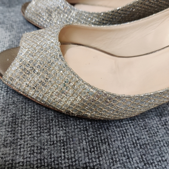 Jimmy Choo Peep Toe Metallic Heels - 41 - Picture 9 of 15
